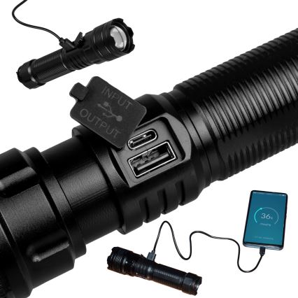 LED himmennettävä ladattava taskulamppu powerbank-toiminnolla LED/10W/5V IPX4 600 lm 2000 mAh