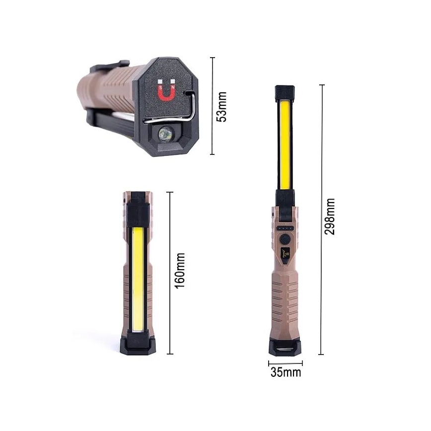 LED himmennettävä ladattava työvalaisin powerbank-toiminnolla LED/4W/5V IPX4 600 lm 2000 mAh