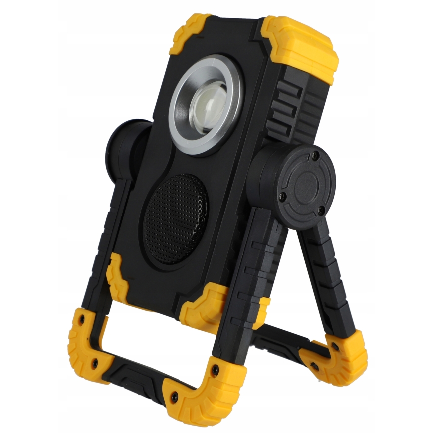 Ladattava LED-työvalo kaiuttimella ja powerbank-toiminnolla LED/10W/5V 4400 mAh IP44 musta/keltainen