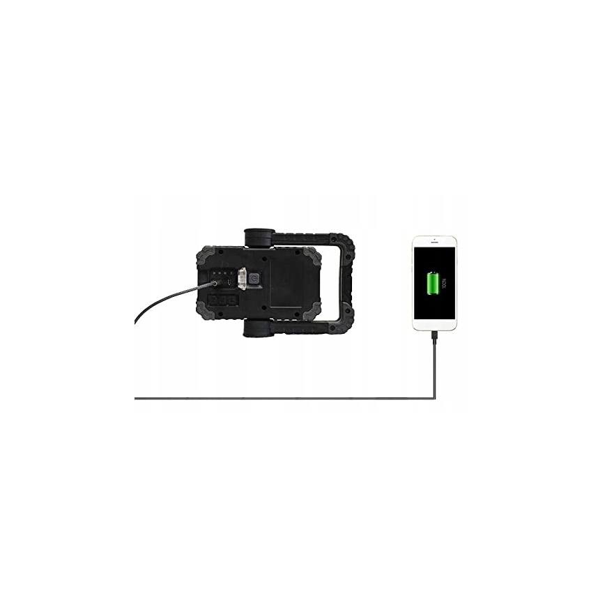 Ladattava LED-työvalo kaiuttimella ja powerbank-toiminnolla LED/10W/5V 4400 mAh IP44 musta/keltainen