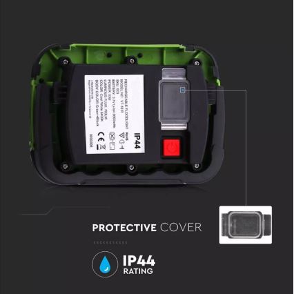 LED ladattava valonheitin SAMSUNG CHIP LED/10W/3,7V IP44 4000K 3600 mAh vihreä