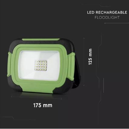 LED ladattava valonheitin SAMSUNG CHIP LED/10W/3,7V IP44 4000K 3600 mAh vihreä