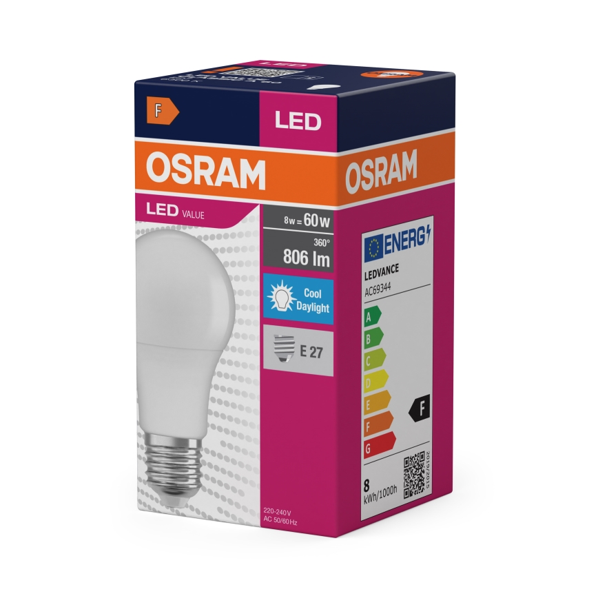 LED-lamppu A60 E27/8W/230V 6500K - Osram