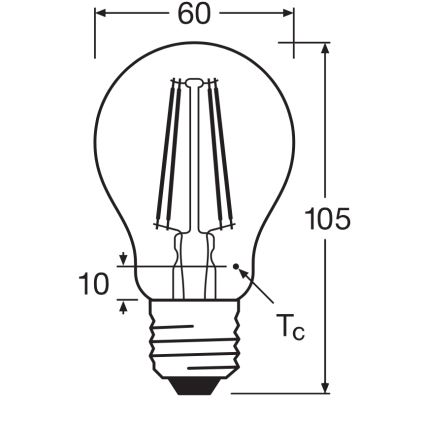 LED-lamppu CLASSIC FILAMENT A60 E27/7,5W/230V 2700K - Ledvance