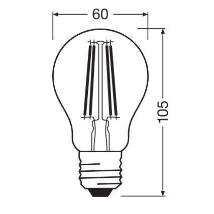 LED-lamppu CLASSIC FILAMENT A60 E27/7W/230V 2700K - Ledvance