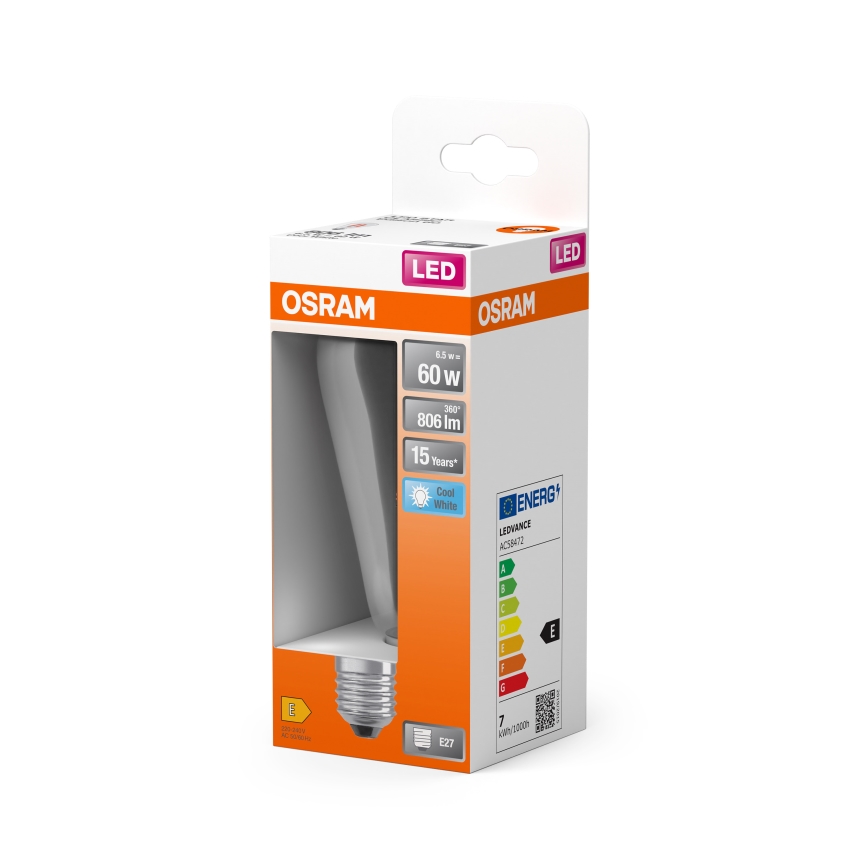 LED-lamppu CLASSIC FILAMENT E27/6,5W/230V 4000K - Osram