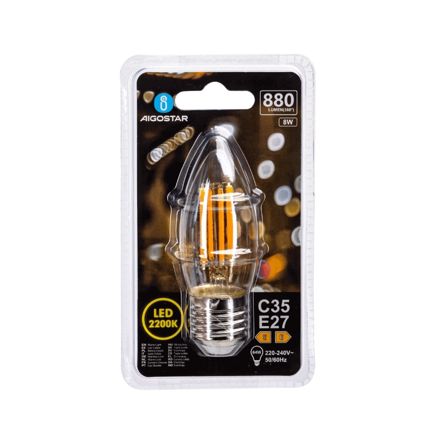 LED-lamppu FILAMENT C35 E27/8W/230V 2200K - Aigostar