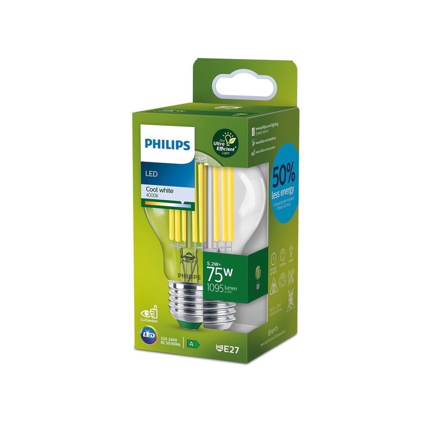 LED-lamppu FILAMENT Philips A70 E27/5,2W/230V 4000K