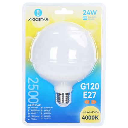 LED-lamppu G120 E27/24W/230V 4000K - Aigostar