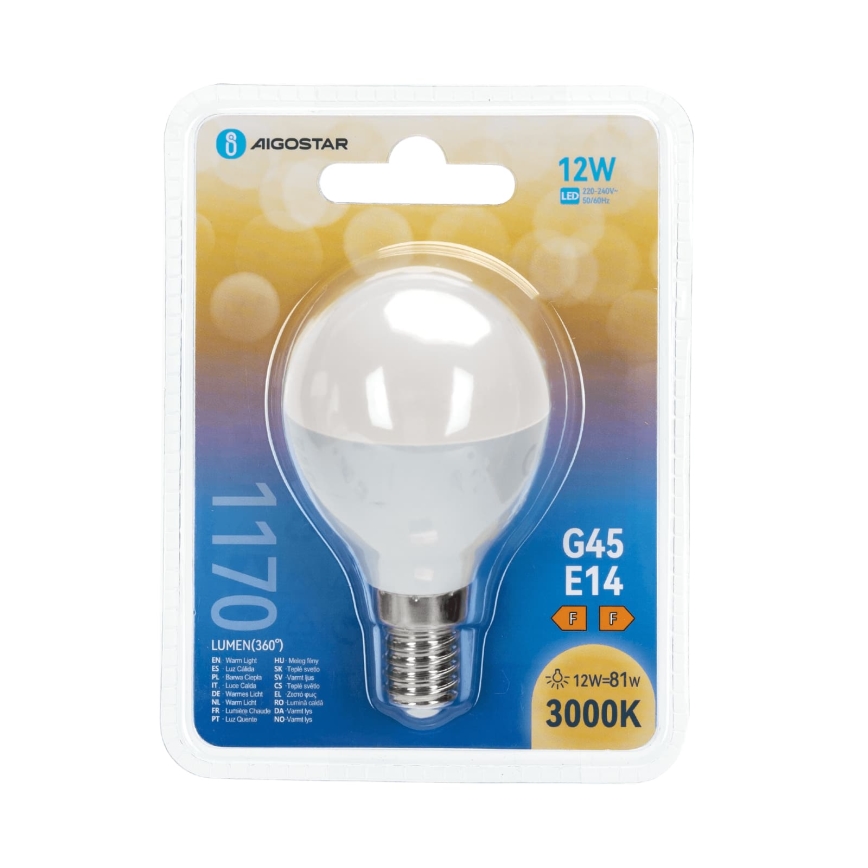 LED-lamppu G45 E14/12W/230V 3000K - Aigostar