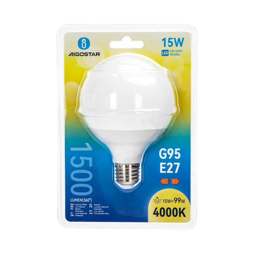 LED-lamppu G95 E27/15W/230V 4000K - Aigostar