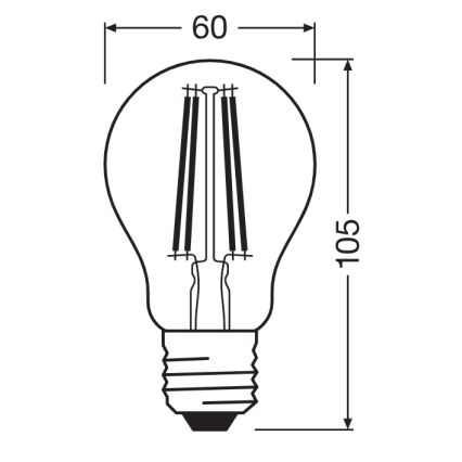 LED-lamppu hämäräanturilla CLASSIC FILAMENT A60 E27/7,3W/230V 2700K - Osram