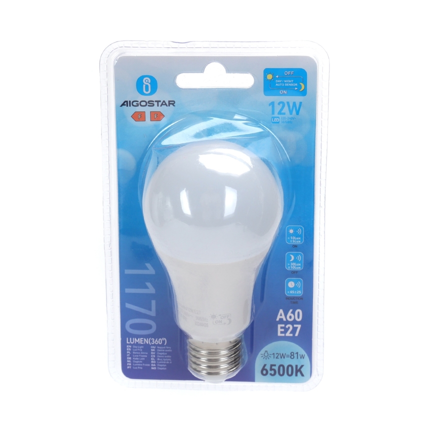 LED-lamppu hämäräkytkimellä A60 E27/12W/230V 6500K - Aigostar