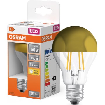 LED-lamppu, jossa on peilattu yläosa FILAMENT E27/6,5W/230V 2700K kullanvärinen - Osram