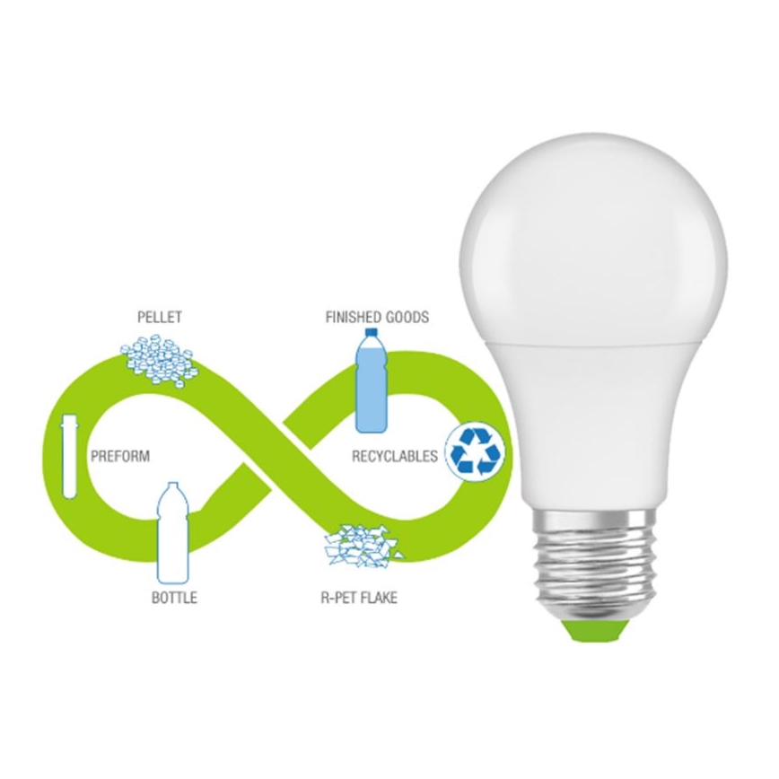 LED-lamppu kierrätetystä muovista E27/10W/230V 2700K - Ledvance