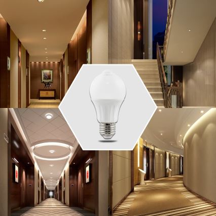 LED-lamppu liiketunnistimella ja hämäräkytkimellä A60 E27/6W/230V 3000K - Aigostar