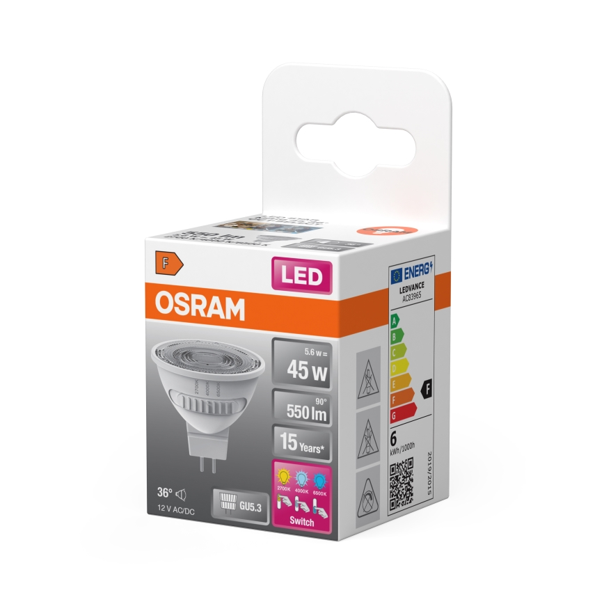 LED-lamppu MR16 GU5,3/5,6W/12V 2700/4000/6500K 36° - Osram