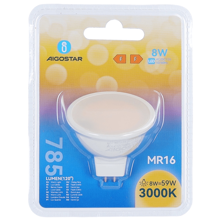 LED-lamppu MR16 GU5,3/8W/12V 3000K - Aigostar