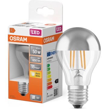 LED Lamppu peilipäällysteellä FILAMENT E27/6,5W/230V 2700K hopea- Osram
