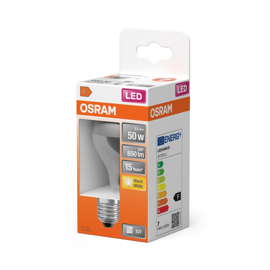 LED Lamppu peilipäällysteellä FILAMENT E27/6,5W/230V 2700K hopea- Osram