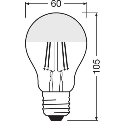 LED Lamppu peilipäällysteellä FILAMENT E27/6,5W/230V 2700K hopea- Osram