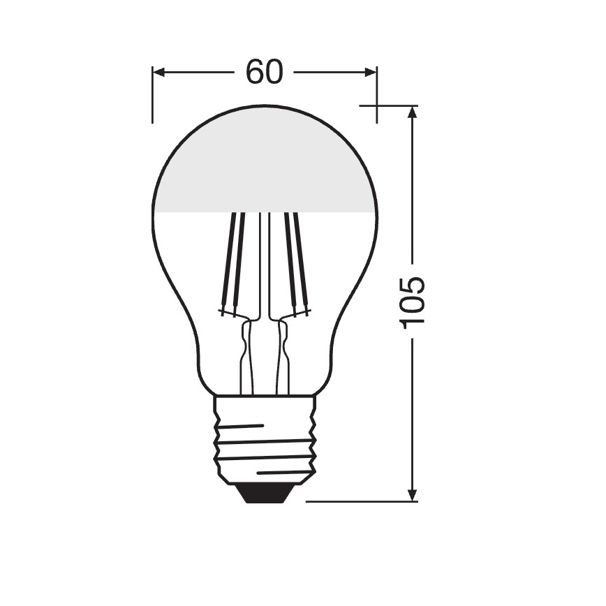 LED Lamppu peilipäällysteellä FILAMENT E27/6,5W/230V 2700K hopea- Osram