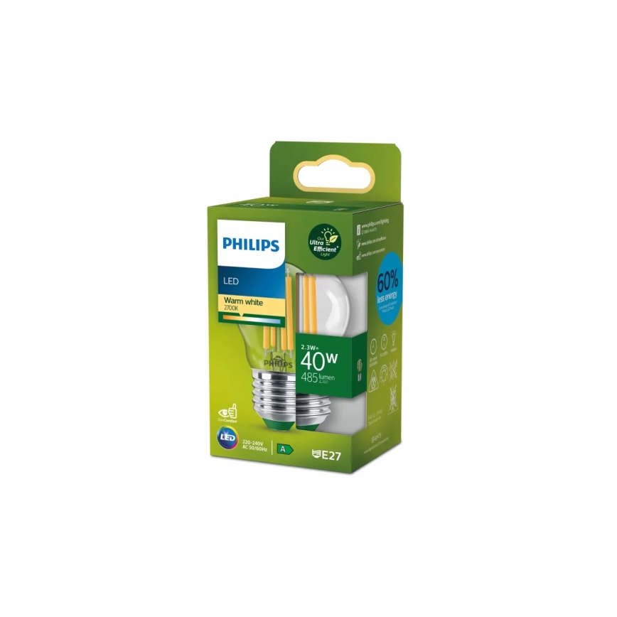 LED-lamppu ULTRAEFFICIENT VINTAGE Philips P45 E27/2,3W/230V 2700K