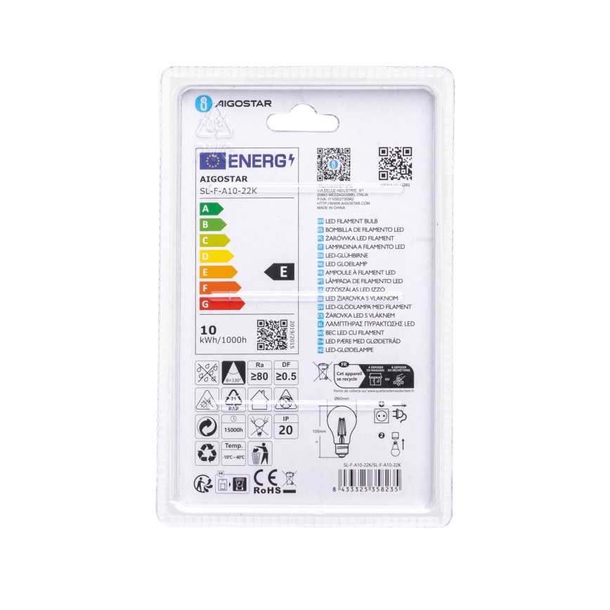 LED-lamppu VINTAGE A60 E27/10W/230V 2200K - Aigostar