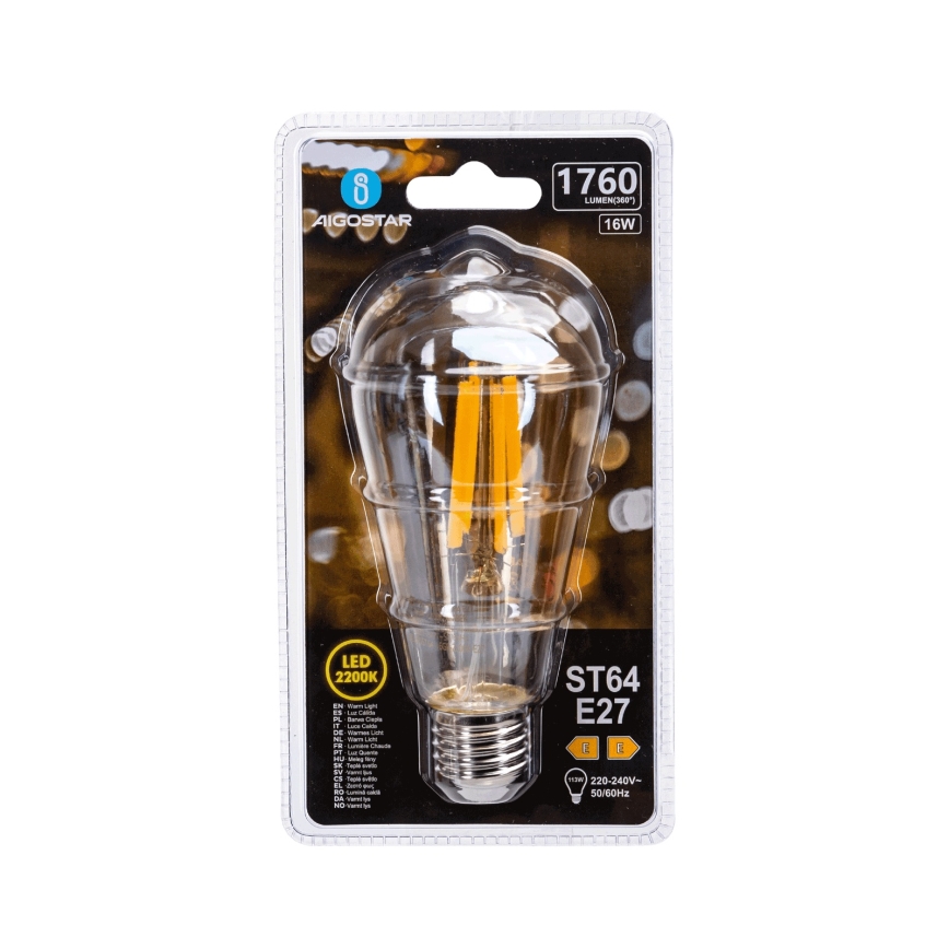 LED-lamppu VINTAGE ST64 E27/16W/230V 2200K - Aigostar