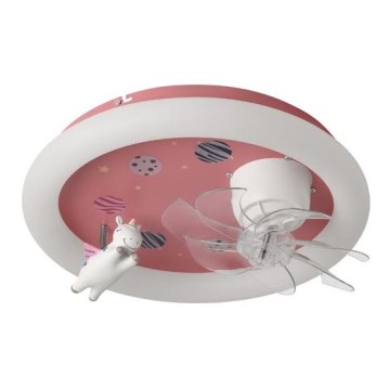 LED Lasten himmennettävä kattovalaisin tuulettimella LED/48W/230V 3000/4000/6000K Ø 50 cm vaaleanpunainen + kaukosäädin
