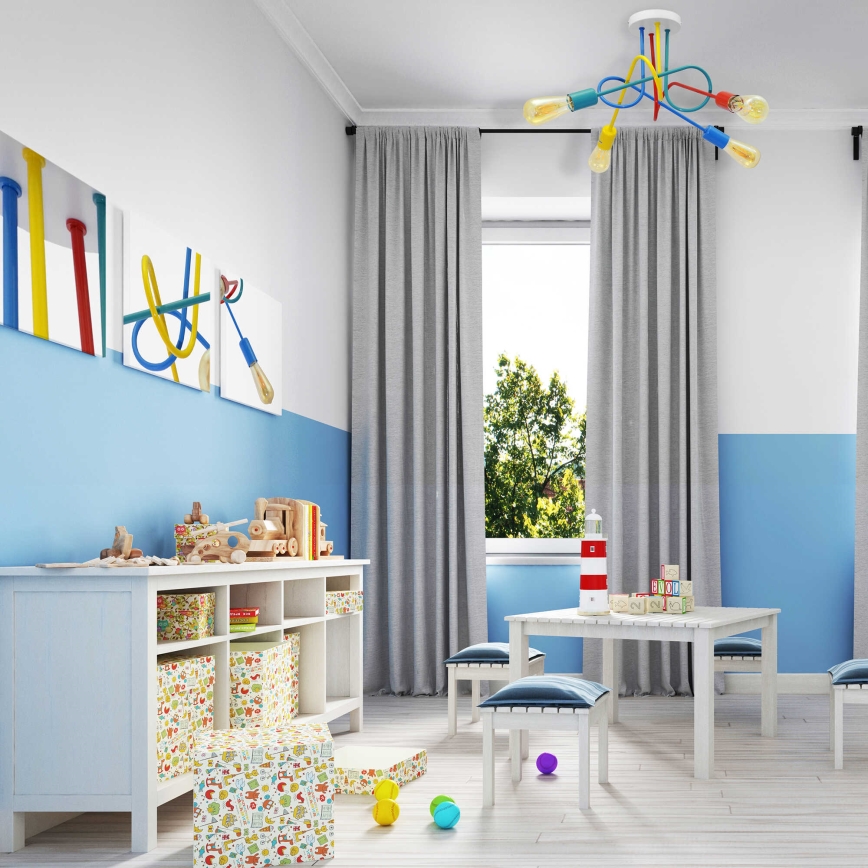 LED Lasten pinta-asennettava kattovalaisin OXFORD 4xE27/10W/230V