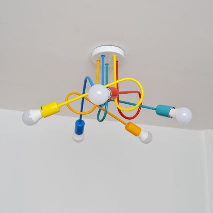 LED Lasten pinta-asennettava kattovalaisin OXFORD 5xE27/15W/230V