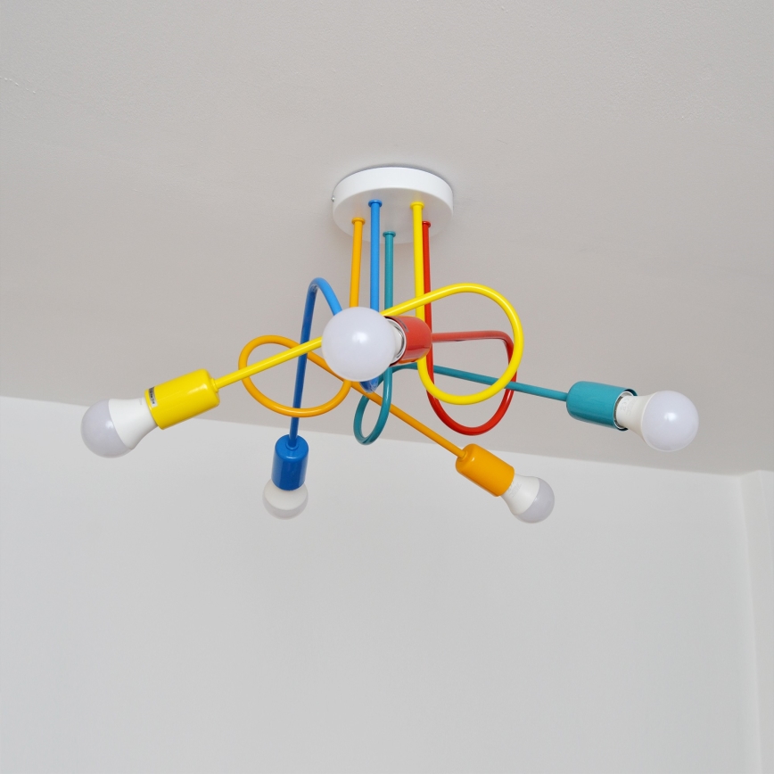 LED Lasten pinta-asennettava kattovalaisin OXFORD 5xE27/15W/230V