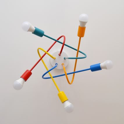 LED Lasten pinta-asennettava kattovalaisin OXFORD 5xE27/15W/230V