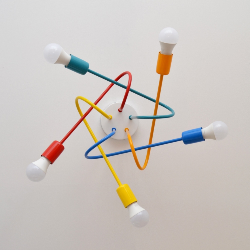 LED Lasten pinta-asennettava kattovalaisin OXFORD 5xE27/15W/230V