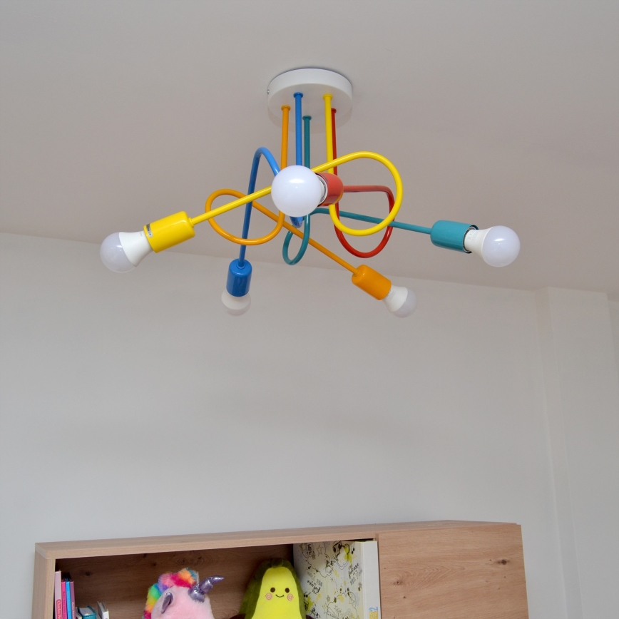 LED Lasten pinta-asennettava kattovalaisin OXFORD 5xE27/15W/230V