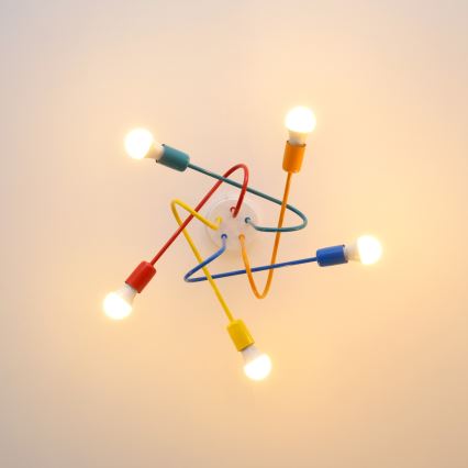 LED Lasten pinta-asennettava kattovalaisin OXFORD 5xE27/15W/230V