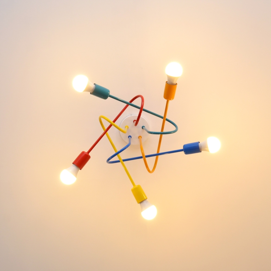 LED Lasten pinta-asennettava kattovalaisin OXFORD 5xE27/15W/230V