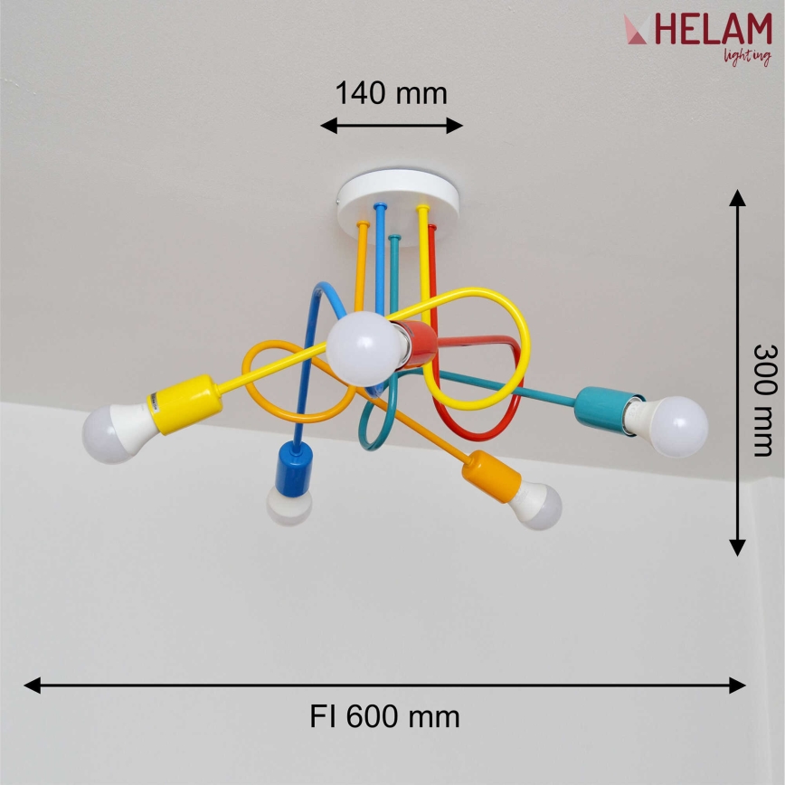LED Lasten pinta-asennettava kattovalaisin OXFORD 5xE27/15W/230V