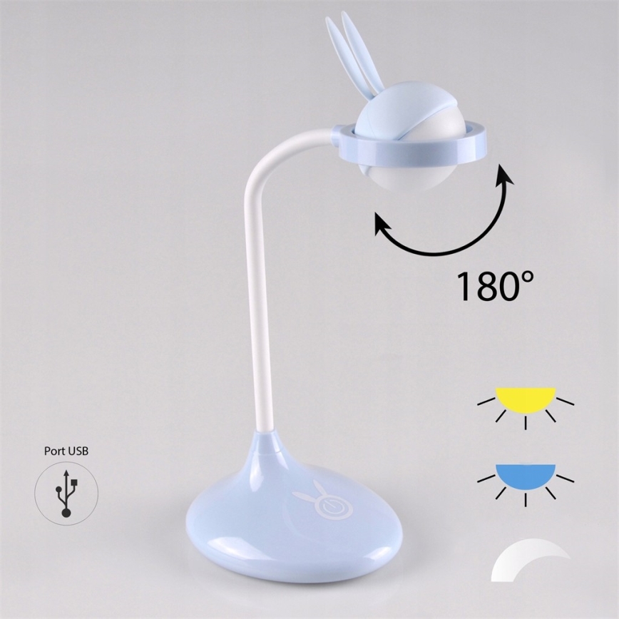 LED-lasten kosketuslamppu PUPU LED / 0,4W / 5V 3000 / 6500K sininen + USB