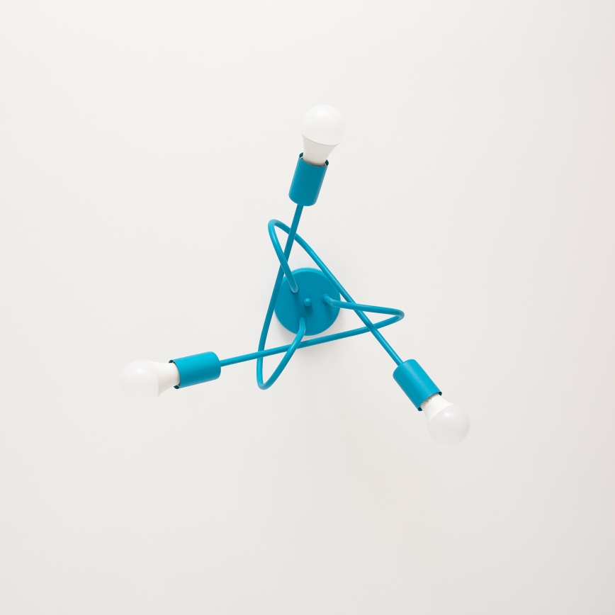 LED lasten pinta-asennettava kattokruunu OXFORD 3xE27/15W/230V sininen