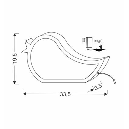 LED Lasten pöytälamppu BIRD LED/12W/230V vaaleanpunainen