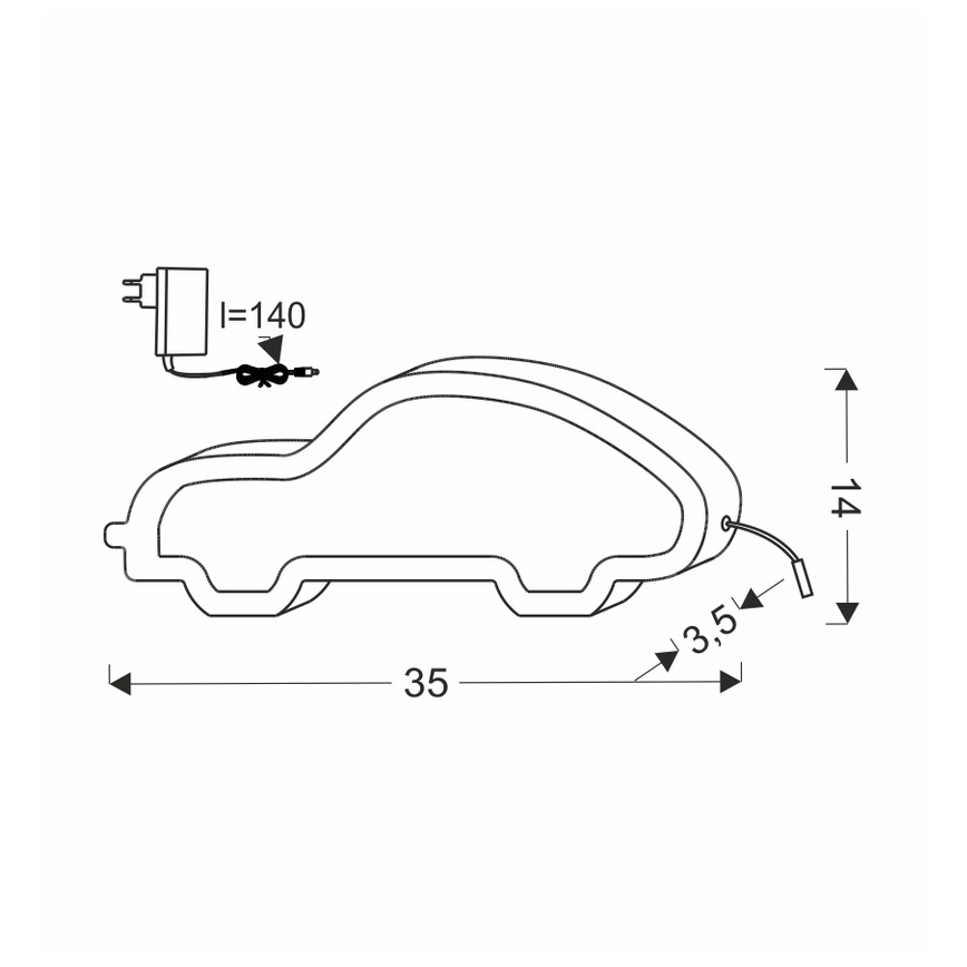 LED lasten pöytälamppu CAR LED/11W/230V vaaleanpunainen
