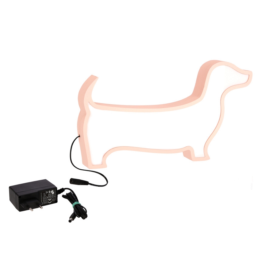 LED lasten pöytälamppu DOG LED/12W/230V vaaleanpunainen
