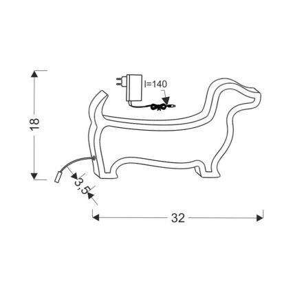 LED lasten pöytälamppu DOG LED/12W/230V vaaleanpunainen