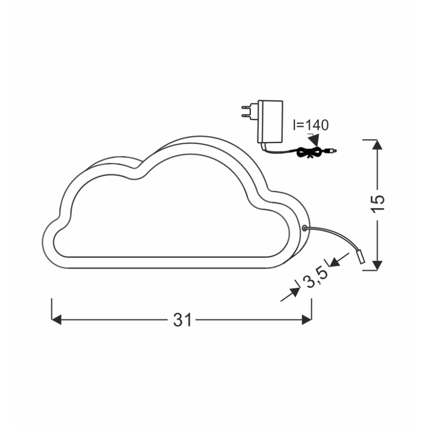 LED lasten pöytävalaisin CLOUD LED/11W/230V vaaleanpunainen