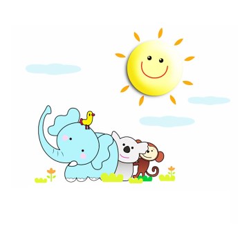 LED Lasten seinävalaisin LED/1W/3xAAA aurinko