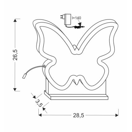 LED lastenpöytälamppu BUTTERFLY LED/14W/230V vaaleanpunainen