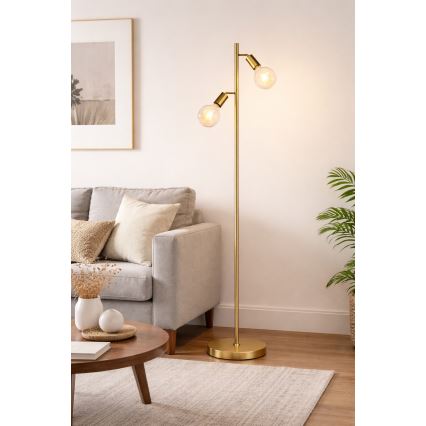 LED-lattiavalaisin 2xE27/7W/230V 2000K kultainen