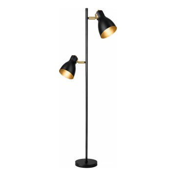 LED-lattiavalaisin 2xE27/7W/230V 2700K musta